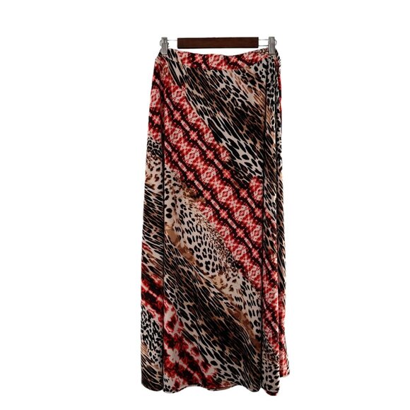 Melissa Paige Woman's Leopard Print Maxi Skirt 2X Polyester Spandex Blend - Picture 2 of 7
